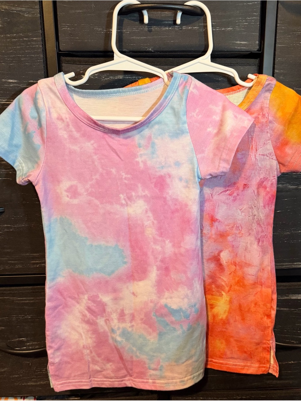 Kids Tie-Dye Short Sleeve dresses duo - Pastel Pink & Blue, Pink & orange